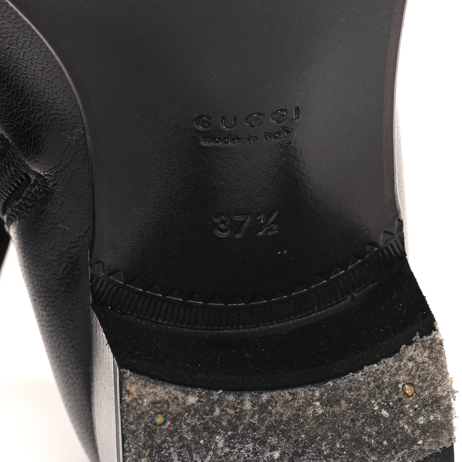 Gucci Goatskin Kitten Chain Horsebit Ankle Boots 37.5 Black 7 of 10