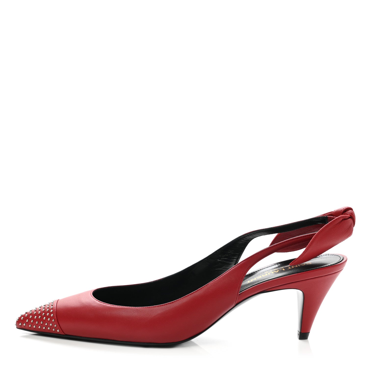 Saint Laurent Calfskin Studded Charlotte 55 Slingback Pumps 40 Red 1 of 9