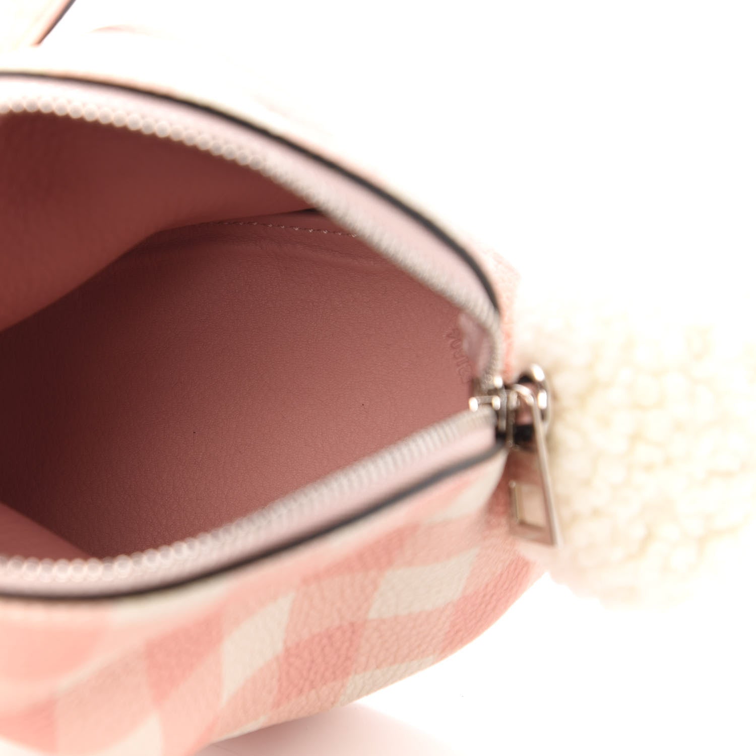 Loewe Calfskin Shearling Gingham Mini Bunny Crossbody Bag Pink 5 of 10