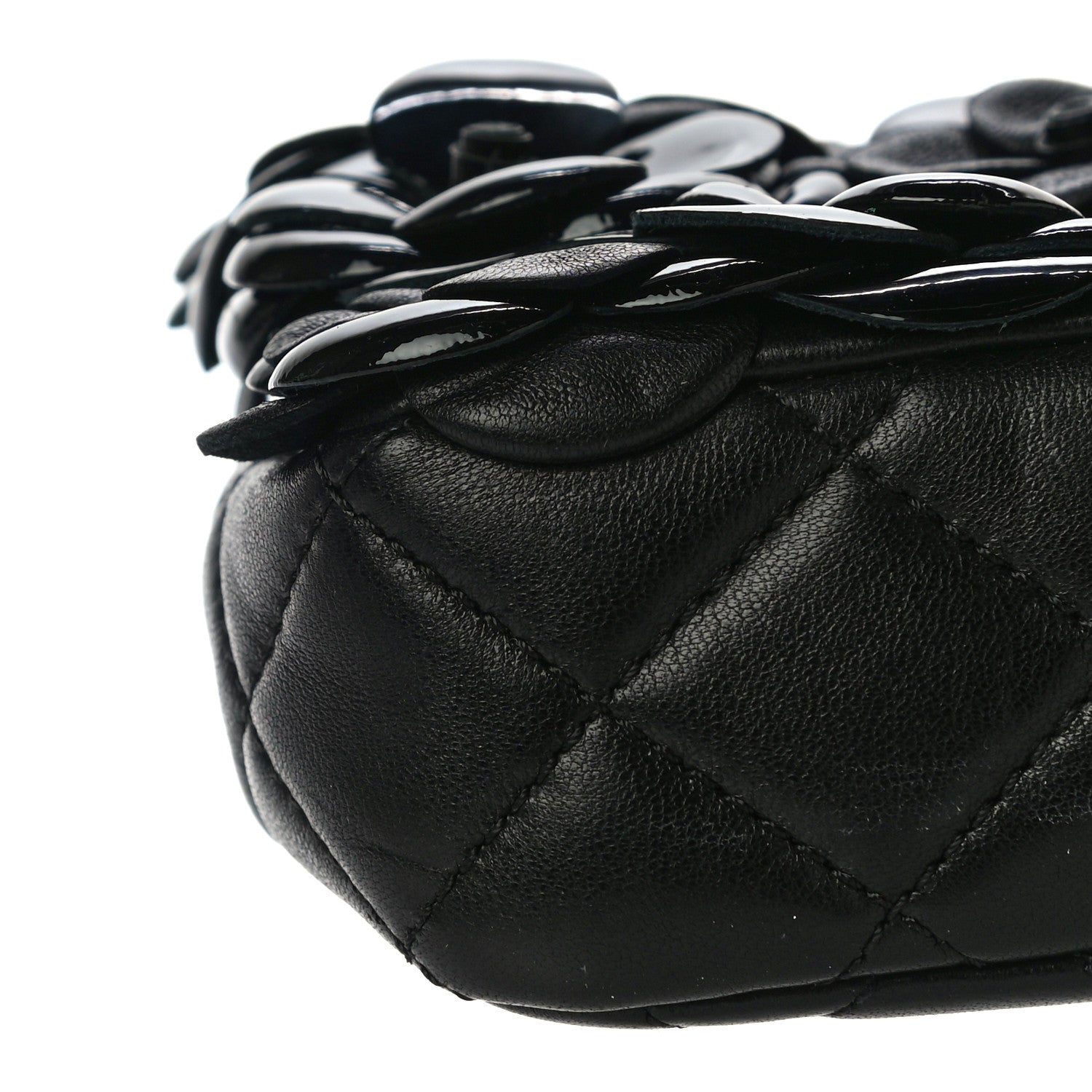 Chanel Lambskin Patent Mini Camellia Flap Black 8 of 9