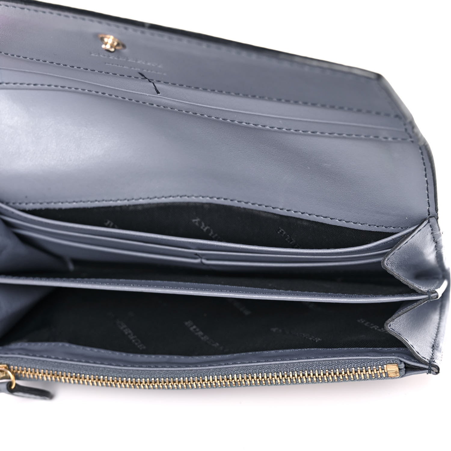 Burberry Calfskin House Check Porter Continental Wallet Slate Blue 5 of 13