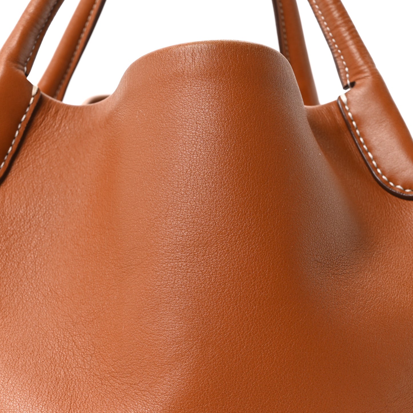 Grained Calfskin Large Bale Bag Cognac