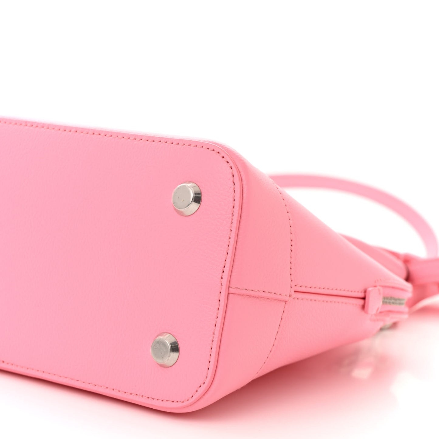 Signature Grained Calfskin Logo S Ville Top Handle Bag Rose Bubblegum Black