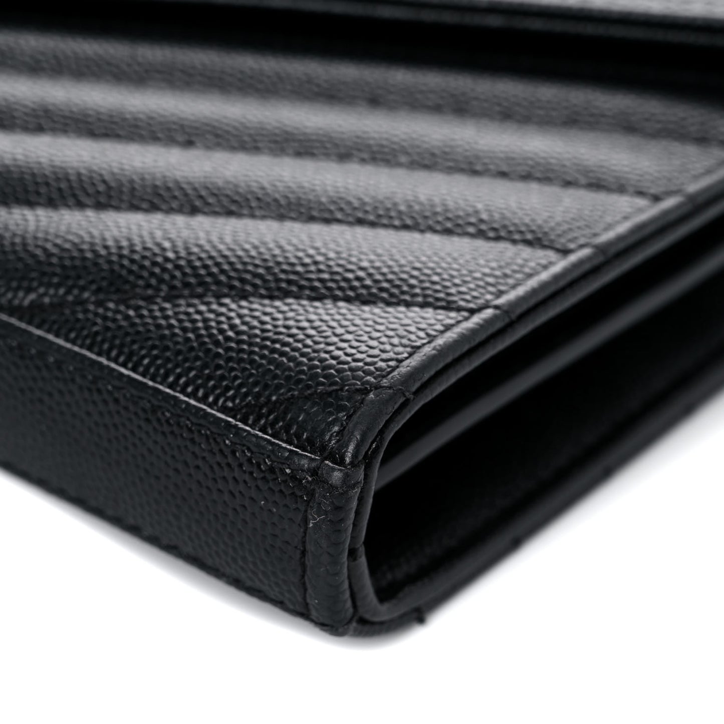 Grain De Poudre Matelasse Chevron Monogram Chain Wallet Black