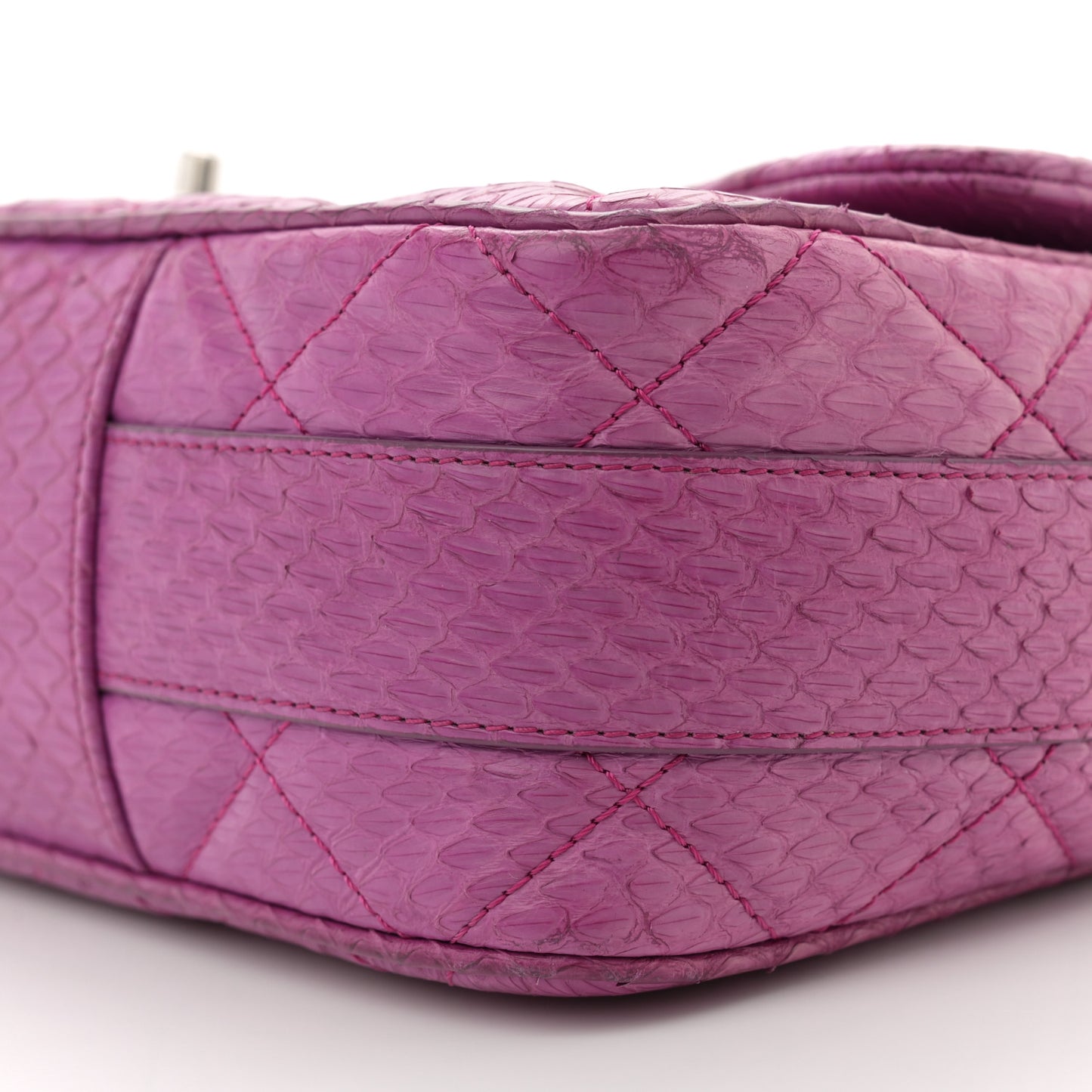 Elaphe Snakeskin Quilted Jumbo Easy Carry Flap Purple