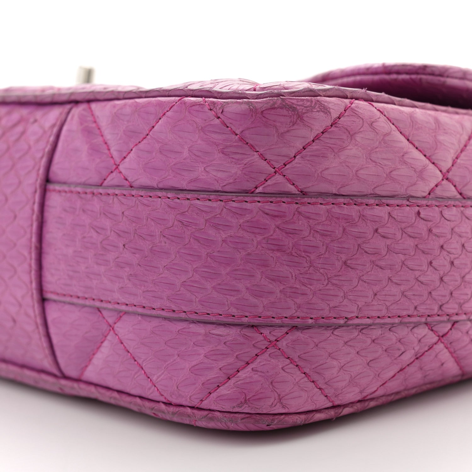 Chanel Elaphe Snakeskin Quilted Jumbo Easy Carry Flap Purple 10 of 13