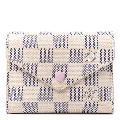 Louis Vuitton Damier Azur Victorine Wallet Rose Ballerine 1 of 9