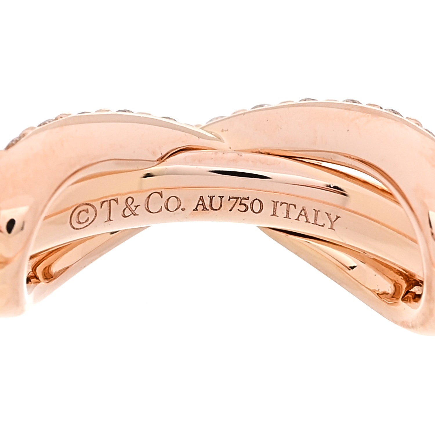 Tiffany 18K Rose Gold Diamond Infinity Ring 52 6 4 of 4