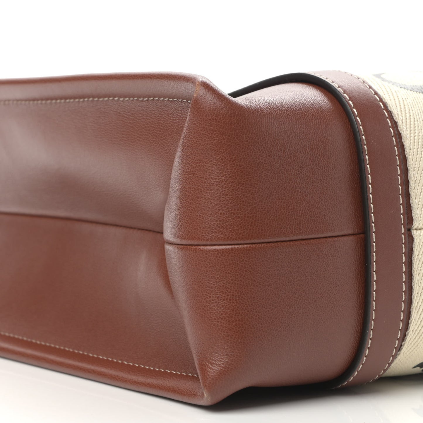 Calfskin Medium Woody Ribbon Tote Sepia Brown