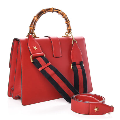 Gucci Moon Calfskin Web Large Dionysus Bamboo Top Handle Bag Hibiscus Red 3 of 10