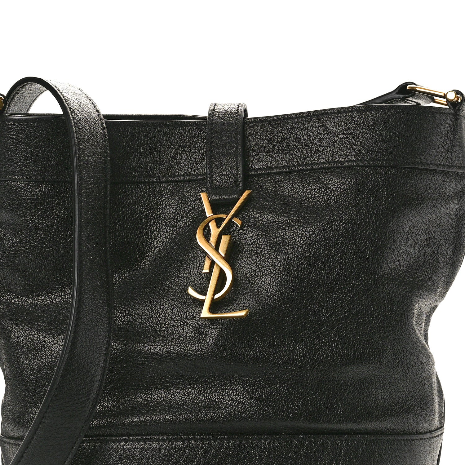 Saint Laurent Lambskin Seau Fermoir Bucket Bag Black 8 of 10