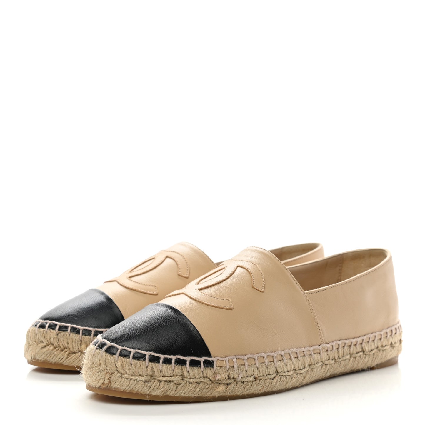 Lambskin CC Espadrilles 39 Beige Black