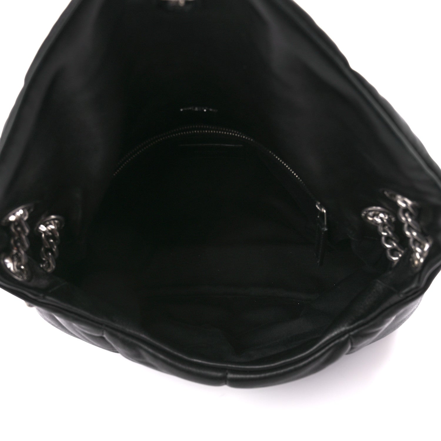 Saint Laurent Lambskin Quilted Medium Loulou Puffer Monogram Chain Satchel Black 5 of 12