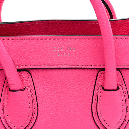 Celine Drummed Calfskin Nano Luggage Fluo Pink 8 of 10