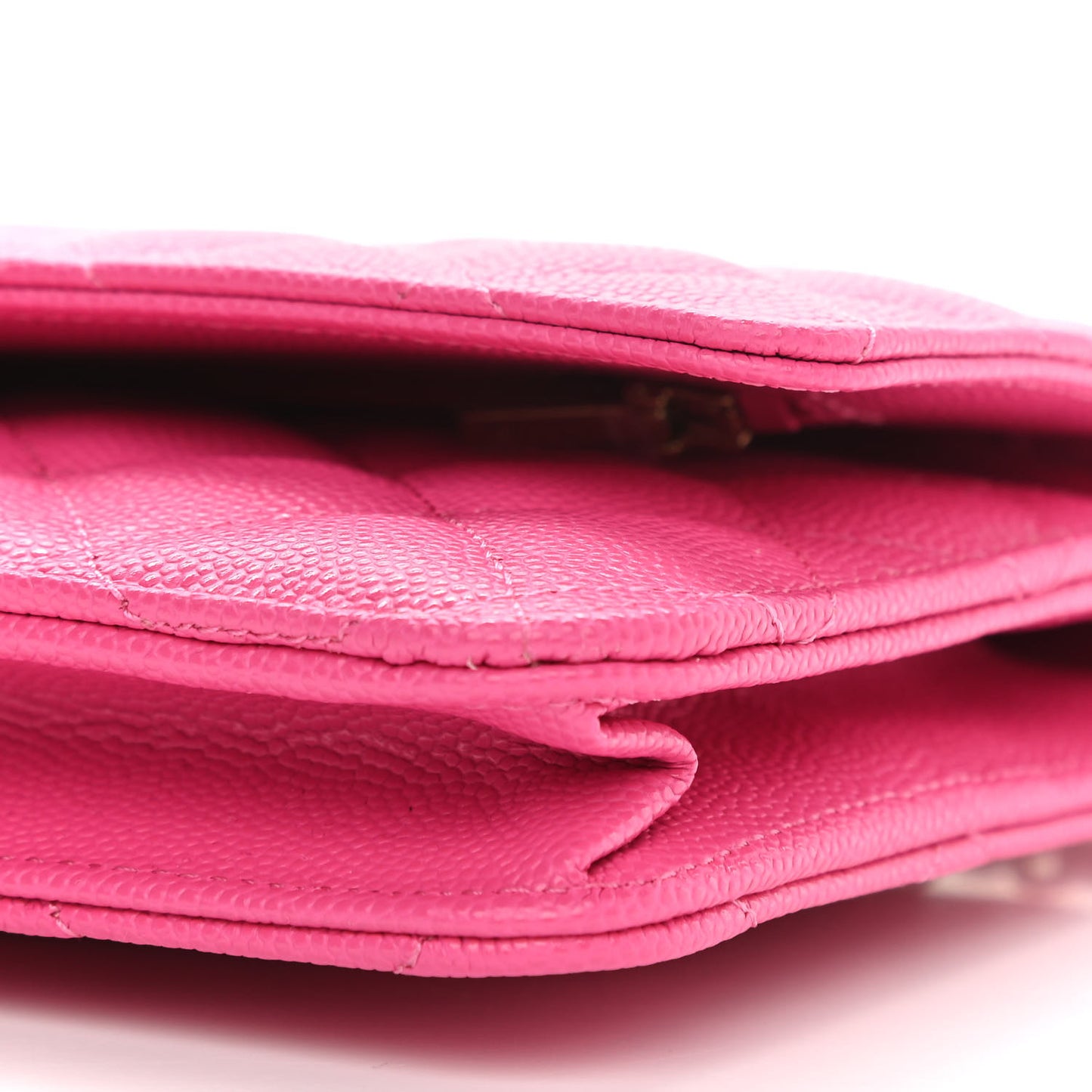 Caviar Quilted Wallet on Chain WOC Dark Pink
