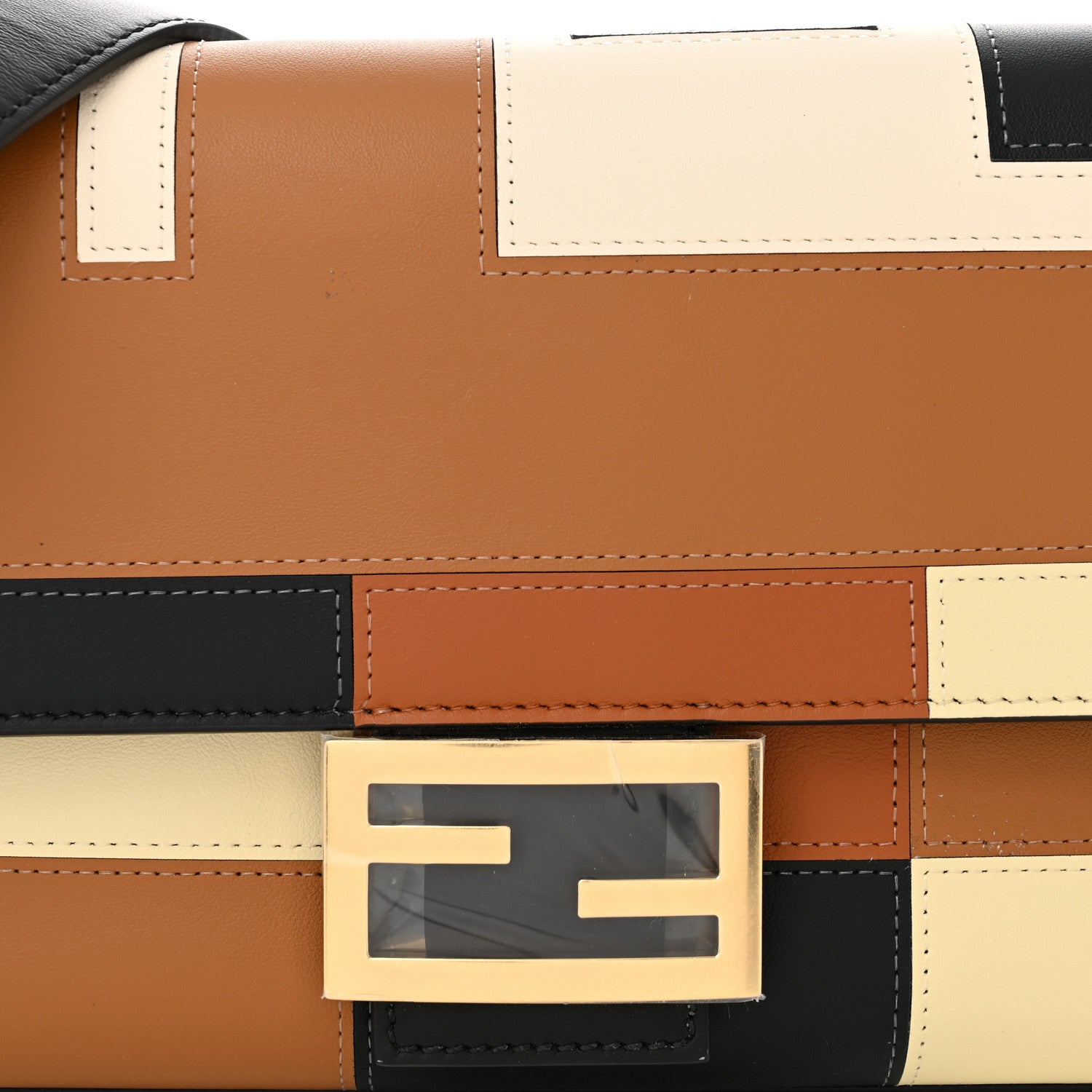 Fendi Vitello Grace Intarsio Geometric Brandy Black Multicolor 9 of 11