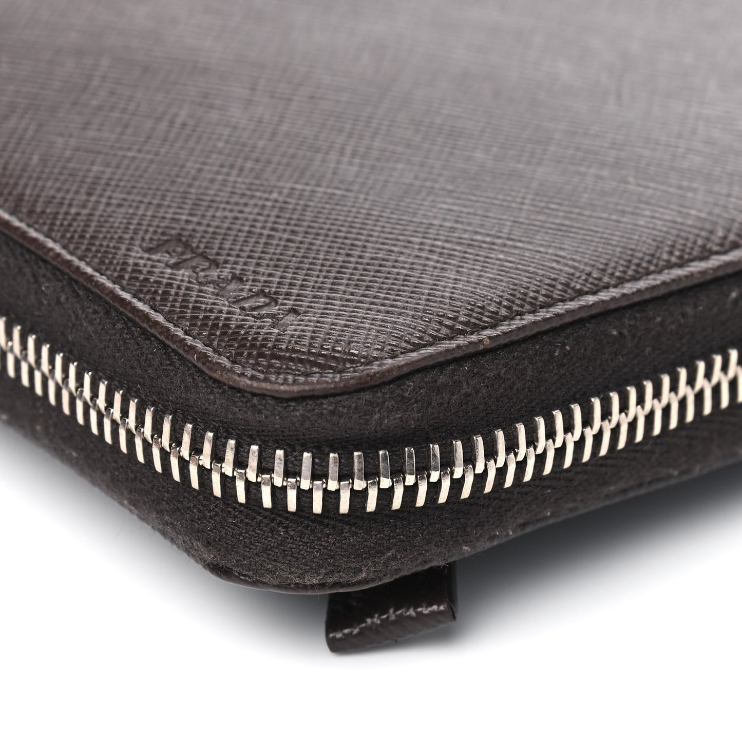 Saffiano Large Zip Around Travel Wallet Brown