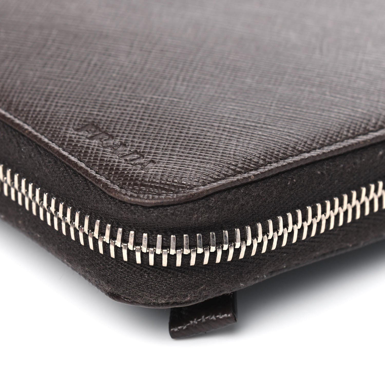Prada Saffiano Large Zip Around Travel Wallet Brown 8 of 10