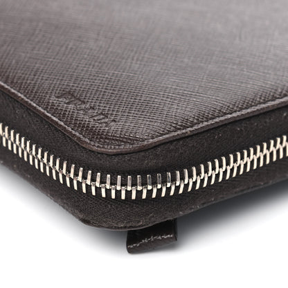 Prada Saffiano Large Zip Around Travel Wallet Brown 8 of 10