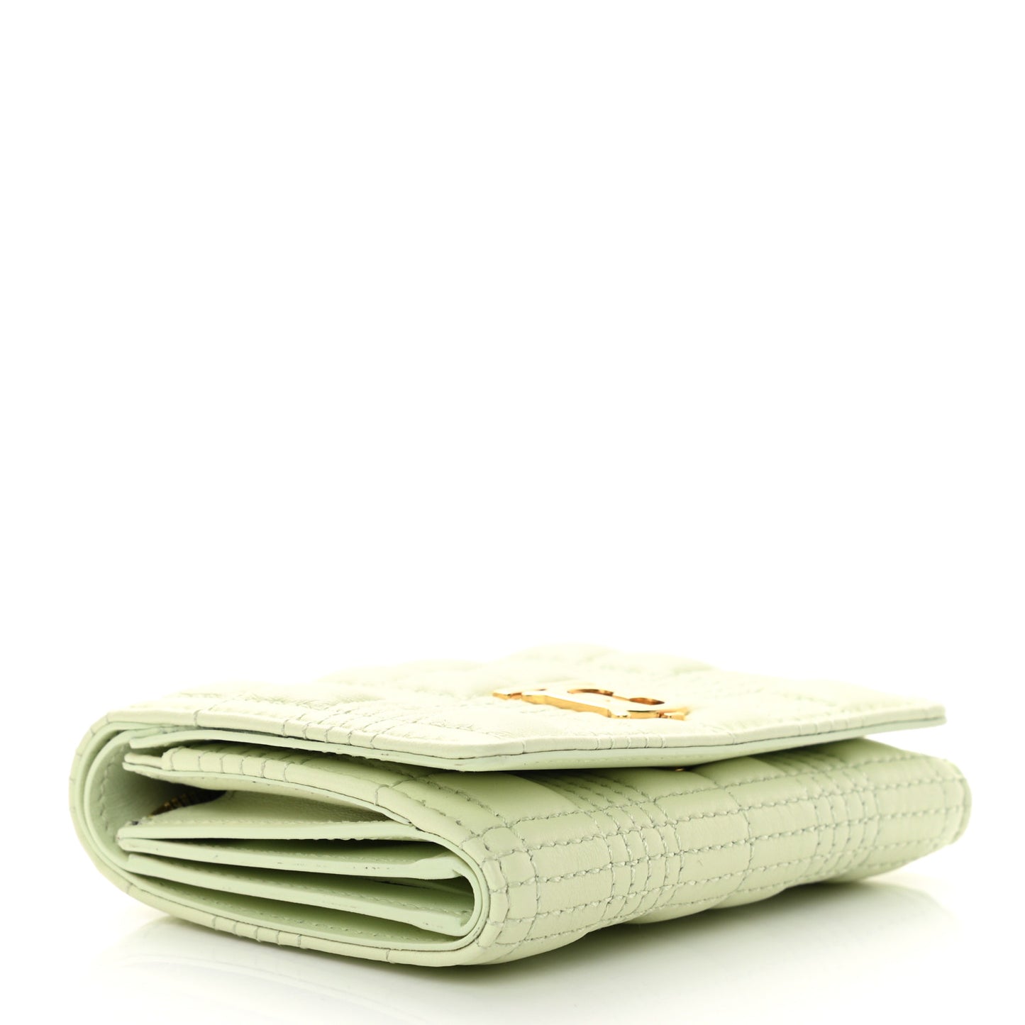 Lambskin Quilted Small Lola Folding Wallet Pistachio
