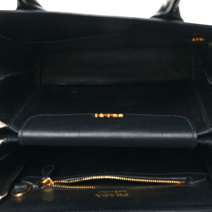 Prada Saffiano City Calfskin Small Bibliothèque Top Handle Black White 5 of 12