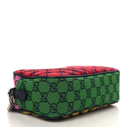 Gucci Monogram Multicolor Matelasse Diagonal Small GG Marmont Chain Shoulder Bag Red Blue Yellow Green Pink 5 of 12
