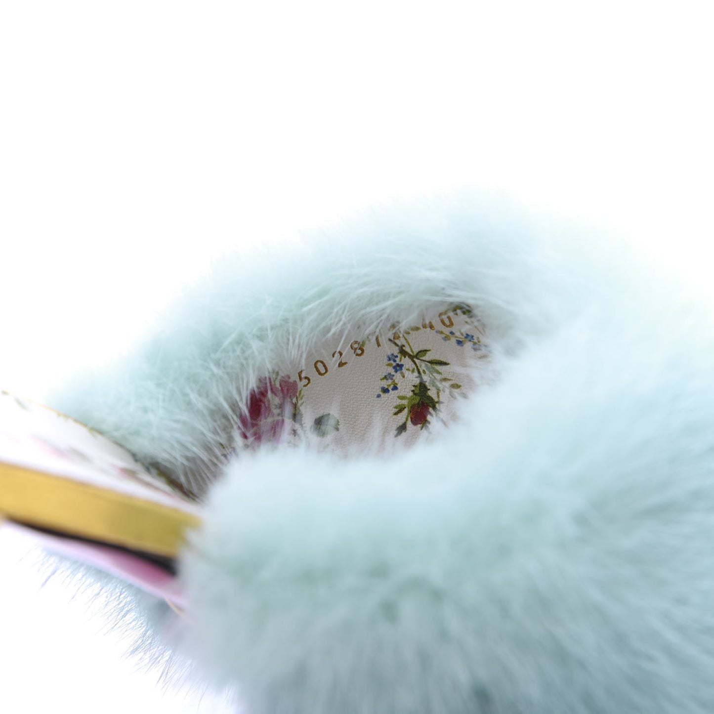 Mink Nappa Crystal Candy Mules 40 Vibrant Turquoise Gold
