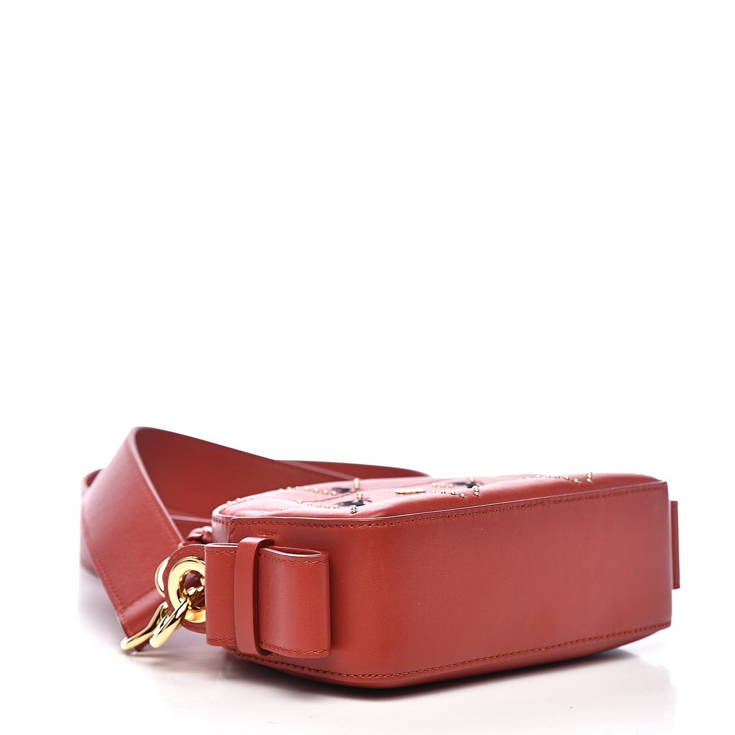 Smooth Calfskin Little Horses Embroidered Shoulder Bag Earthy Red