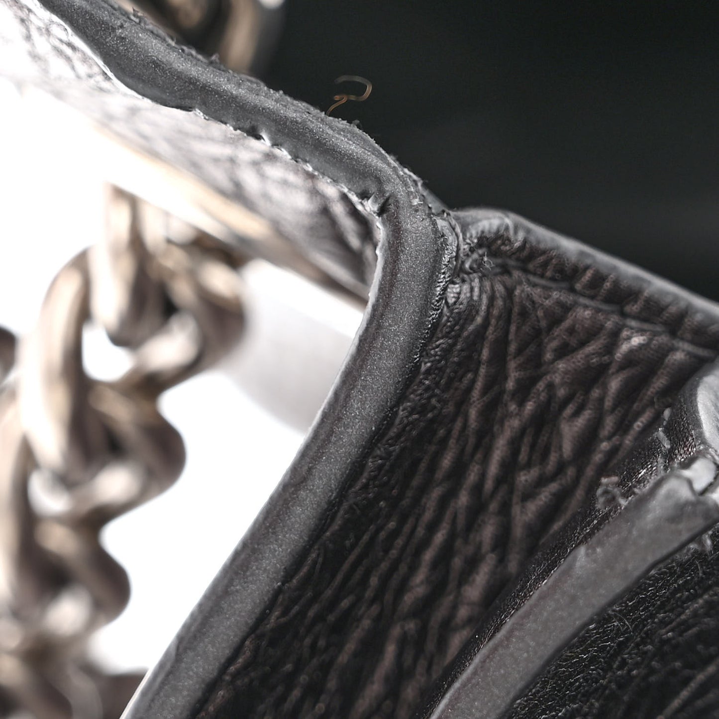 Metallic Crushed Calfskin Large Crush Chain Bag Steel Grey