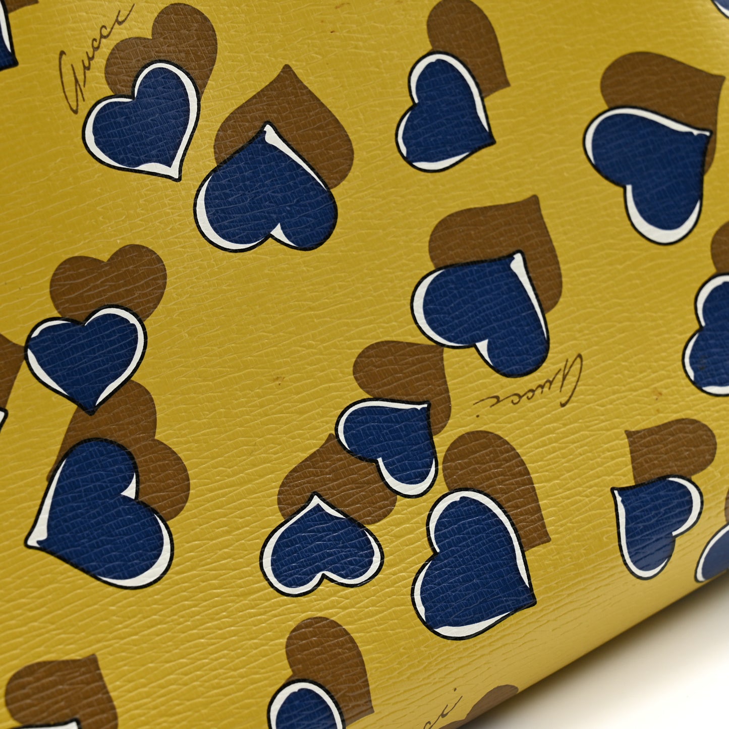Calfskin Heartbeat Print Large Pouch Yellow Multicolor