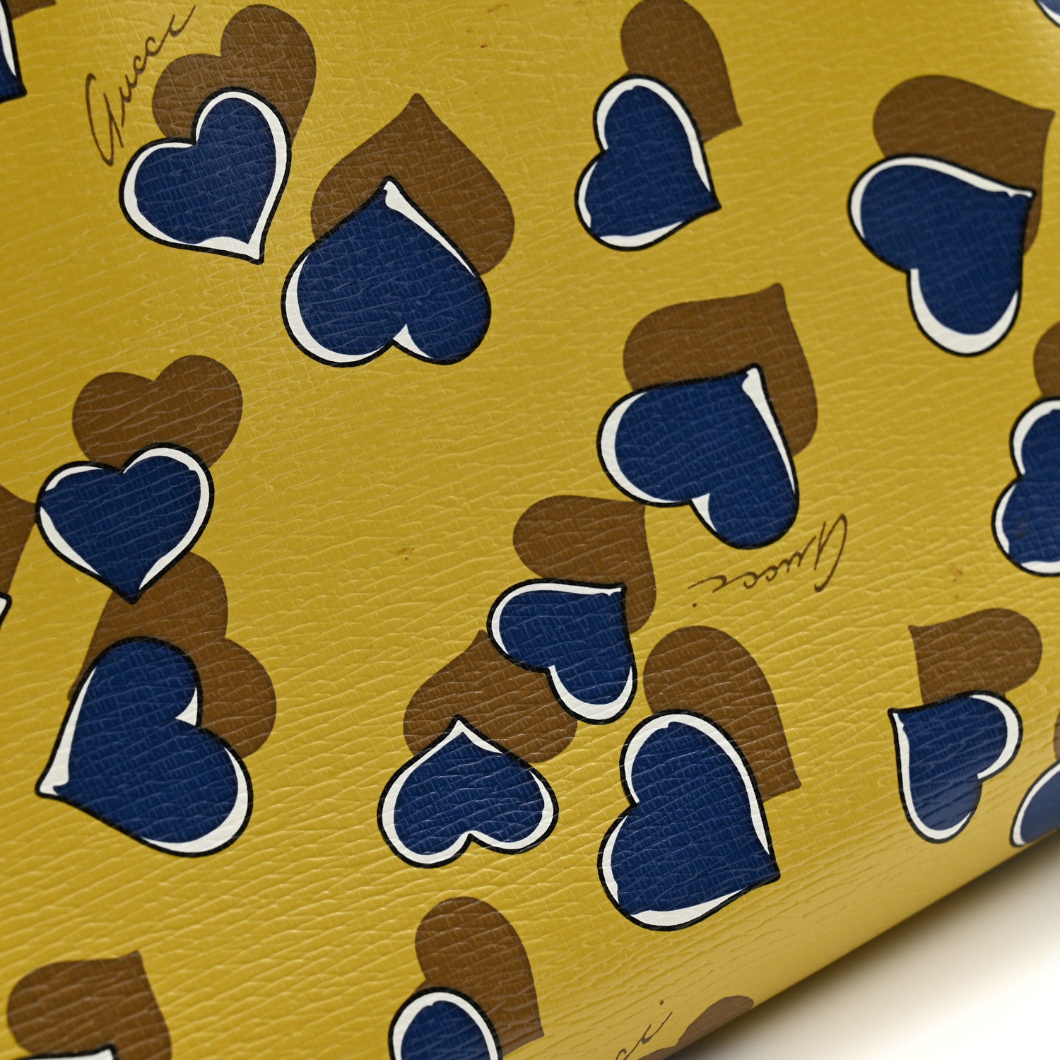 Gucci Calfskin Heartbeat Print Large Pouch Yellow Multicolor 9 of 11
