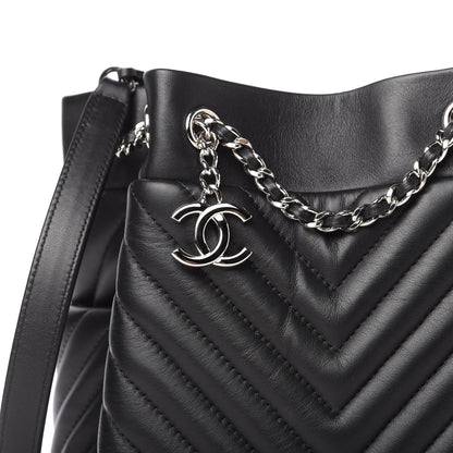 Chanel Lambskin Chevron Small Urban Spirit Drawstring Bag Black 10 of 10