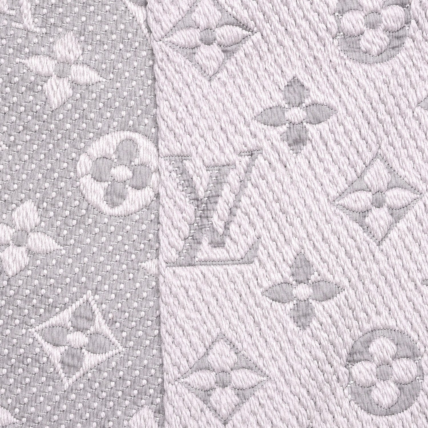 Louis Vuitton Wool Silk Logomania Scarf Pearl Grey 4 of 5