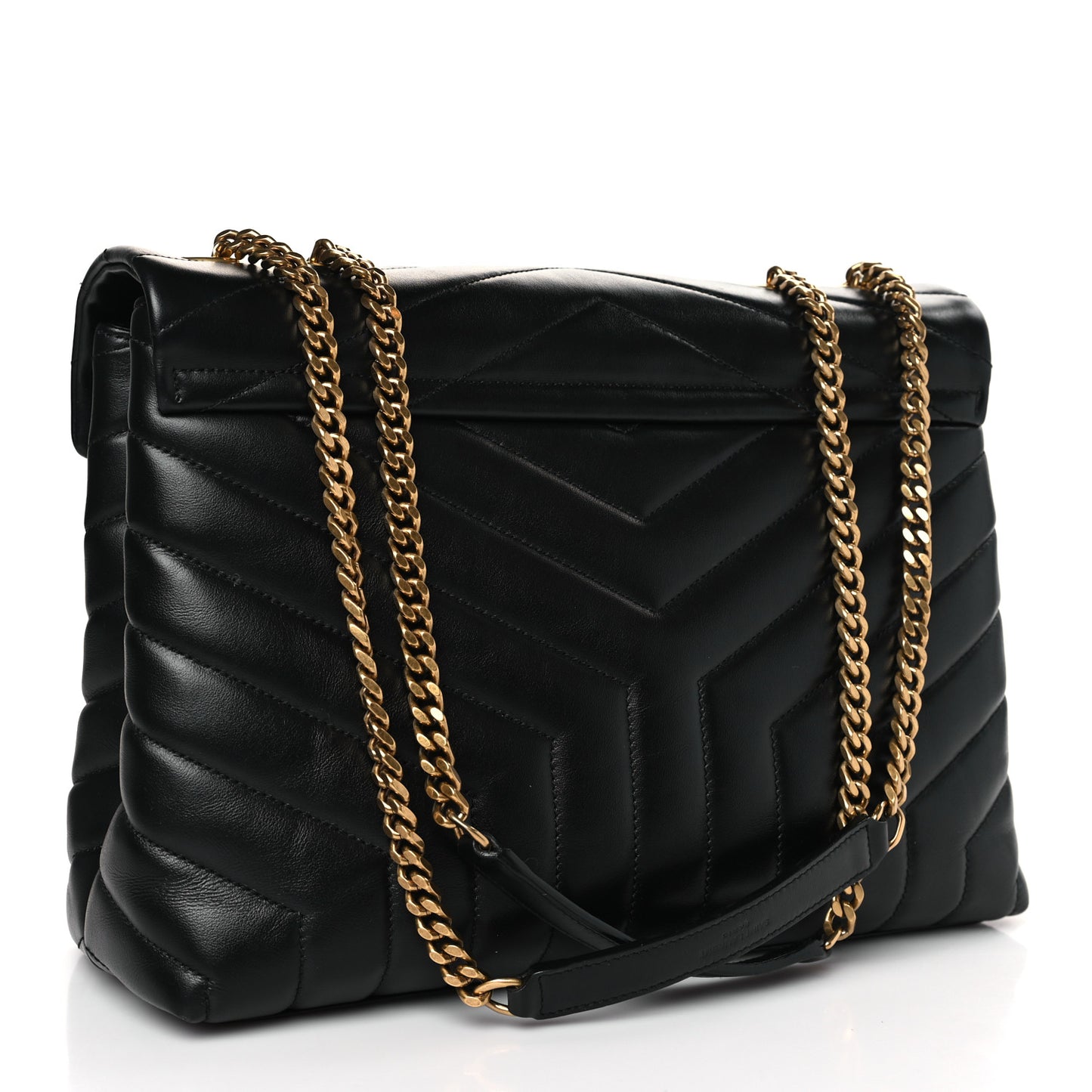 Calfskin Y Quilted Monogram Medium Loulou Chain Satchel Black
