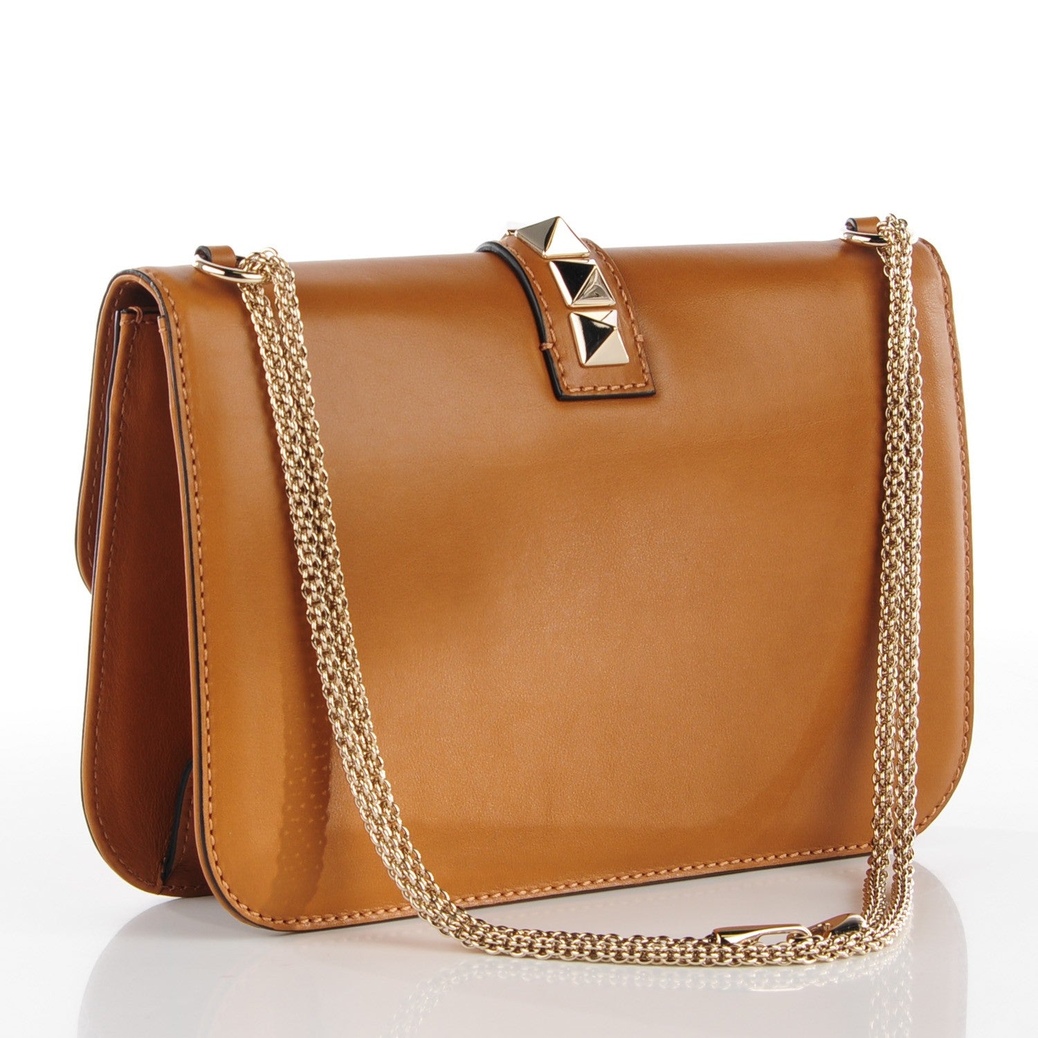 Valentino Garavani Vitello Large Glam Lock Rockstud Flap Brown 3 of 8