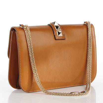 Valentino Garavani Vitello Large Glam Lock Rockstud Flap Brown 3 of 8