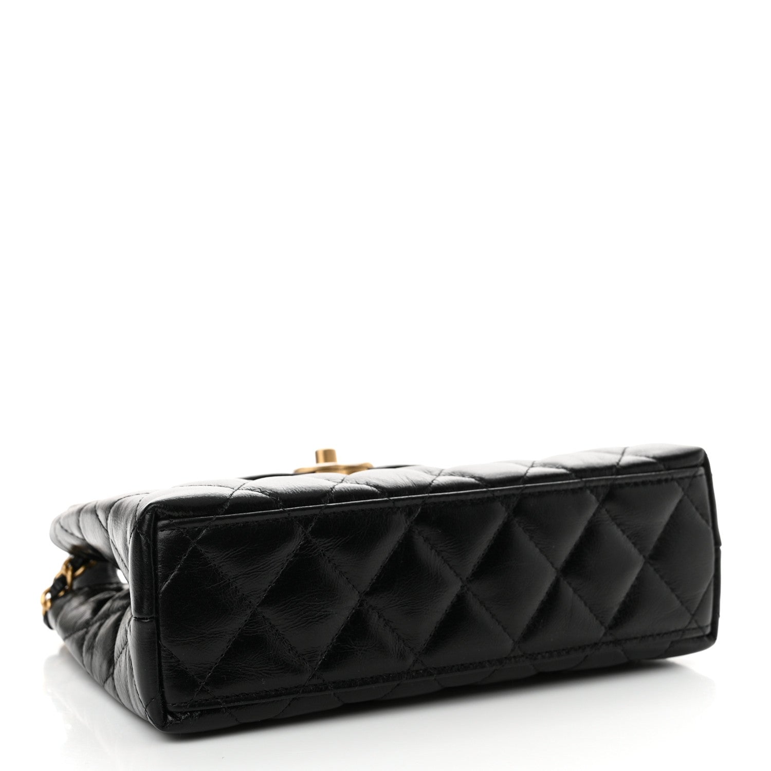 Chanel Shiny Aged Calfskin Quilted Nano Kelly Shopper Black 4 of 11