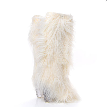 Chanel Fantasy Fur Icicle Heel Mukluks Boots 40 Ecru 4 of 8