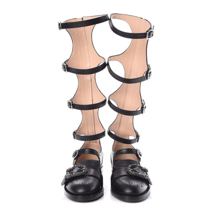 Gucci Calfskin Queercore Brogue Knee High Boots 38 Black 2 of 8