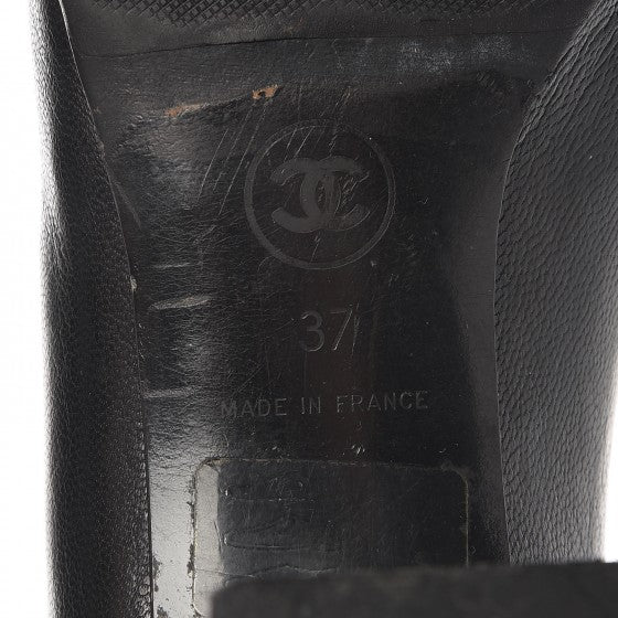 Chanel Calfskin CC Cap Toe Lace Up Oxfords 37 Black 8 of 13