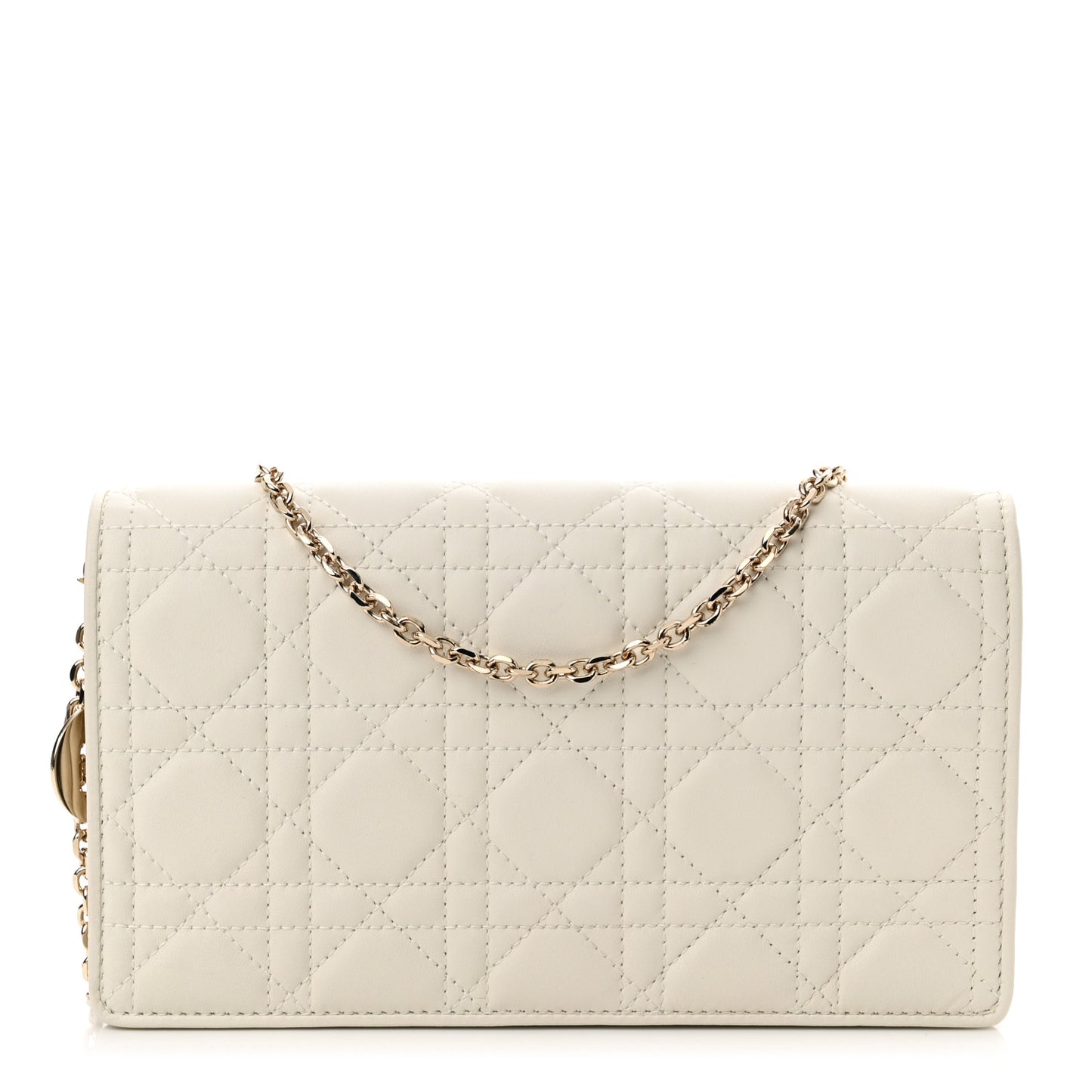 Lambskin Cannage Lady Dior Pouch Latte