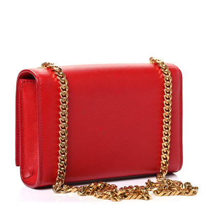 Saint Laurent Grain De Poudre Small Monogram Kate Satchel Red 2 of 4