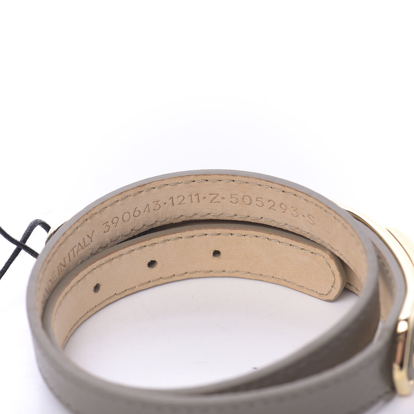 Chevre Hamilton Gold Metallic Edge Hardware Triple Tour Bracelet S Gris Taupe
