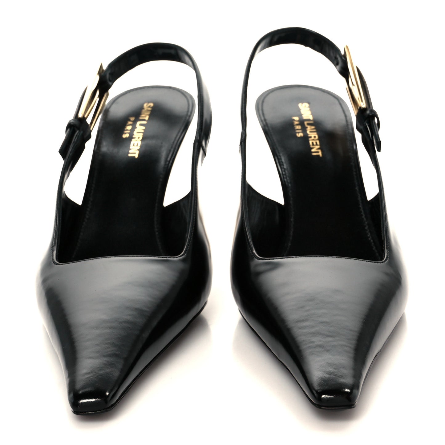 Glazed Calfskin Lee Slingback Pumps 41 Black