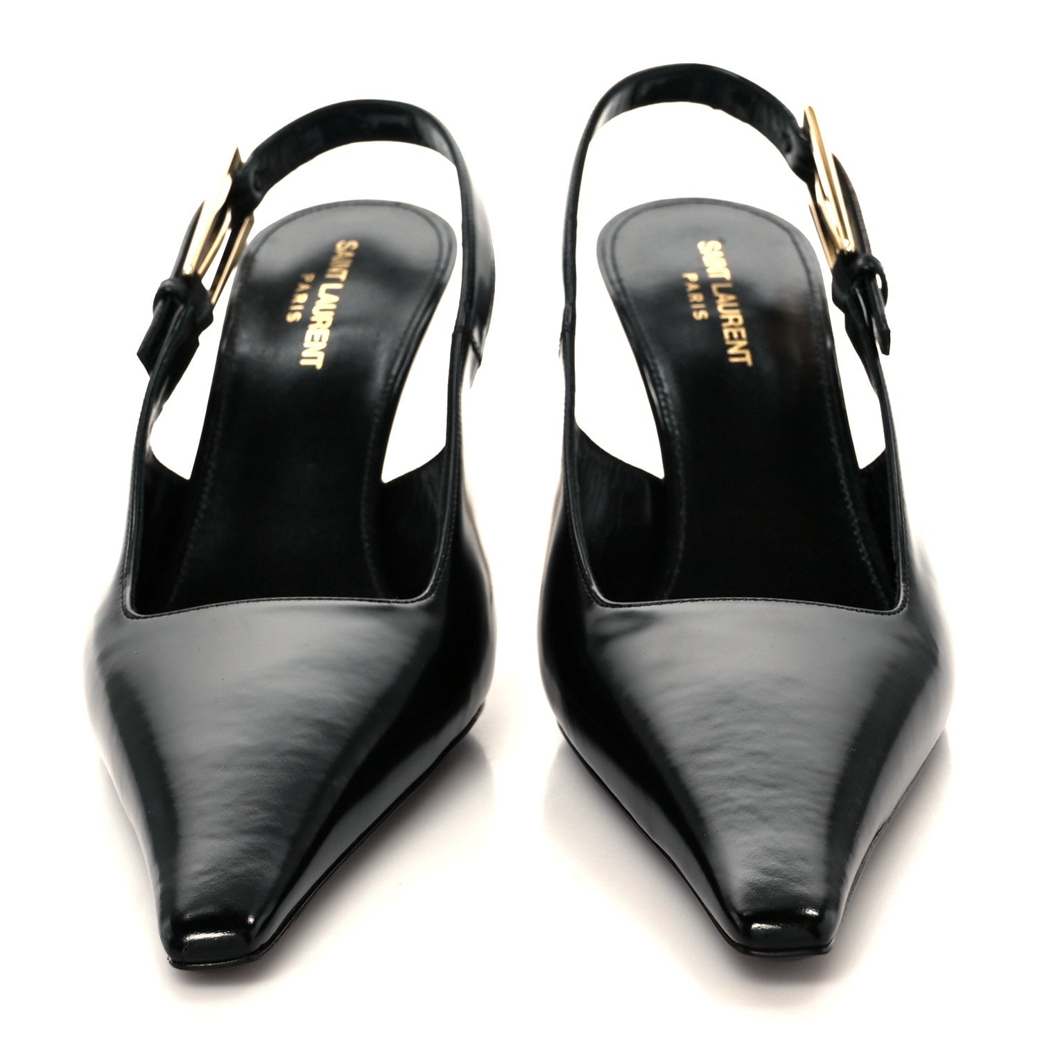 Saint Laurent Glazed Calfskin Lee Slingback Pumps 41 Black 3 of 11