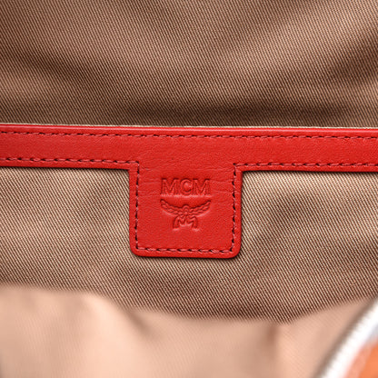 MCM Visetos Chevron Colorblock Small Stark Backpack Cognac White Ruby Red 6 of 8