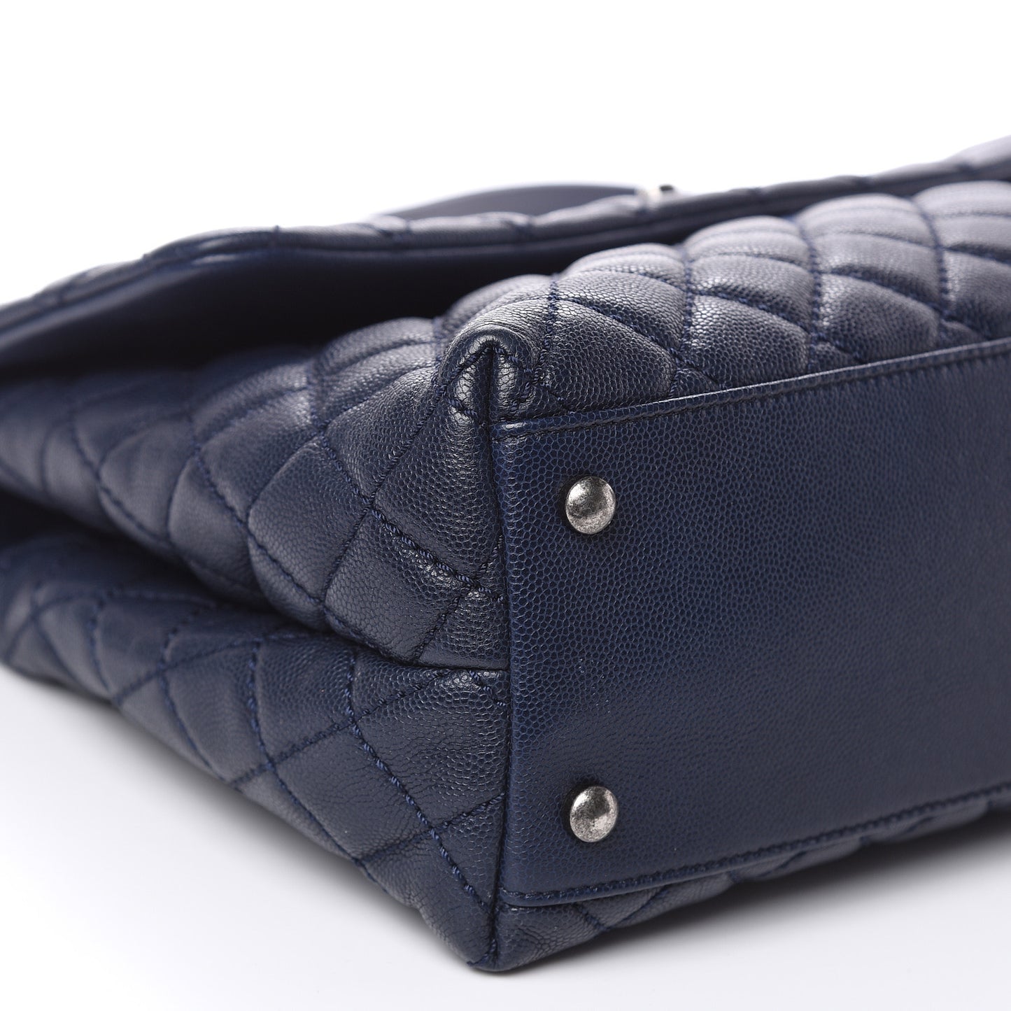 Caviar Quilted Medium Coco Handle Flap Navy Blue