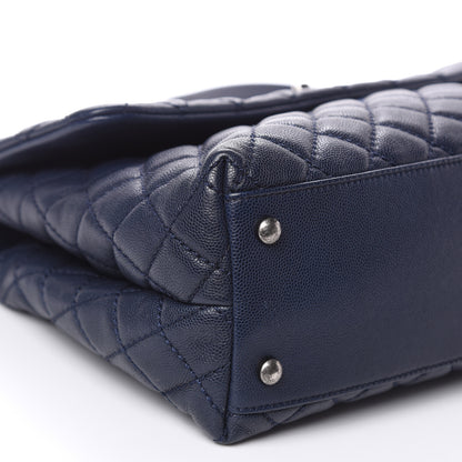 Chanel Caviar Quilted Medium Coco Handle Flap Navy Blue 8 of 12