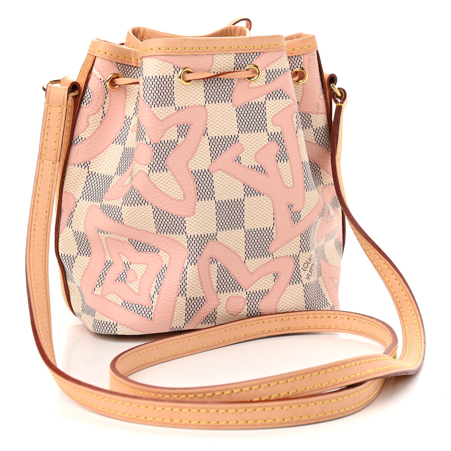 Louis Vuitton Damier Azur Tahitienne Nano Noe Rose Ballerine 3 of 9
