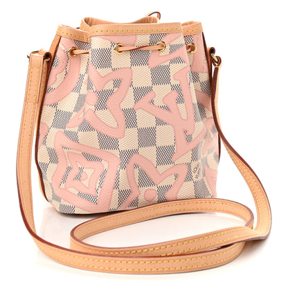 Louis Vuitton Damier Azur Tahitienne Nano Noe Rose Ballerine 3 of 9